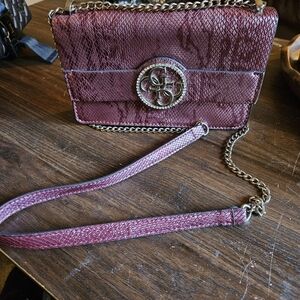 Guess pink snakeskin leather crossbody purse
